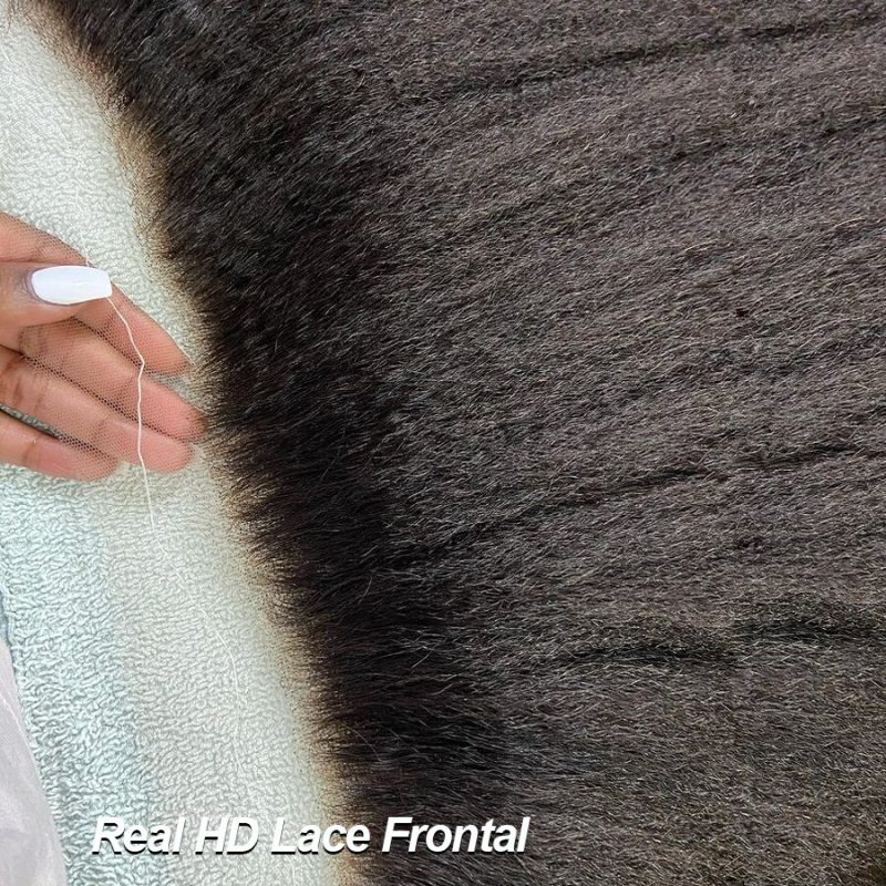 Virgin Human Hair Kinky Straight 13x4 13x6 HD Lace Frontal - 图片 3